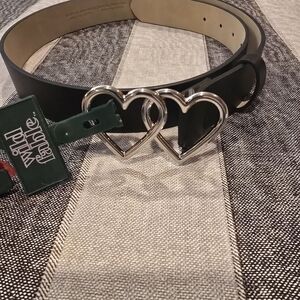Wild Fable Black Belt with Silver Heart Buckle